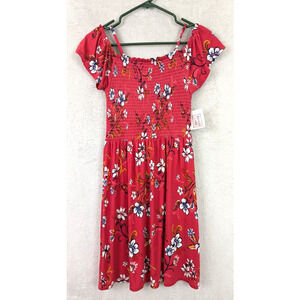NWT Bailey Lane girls sz L 12-14 Dress knit red floral print ss 2074